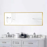 Full Length Mirror Floor Mirror Hanging Standing or Leaning, Bedroom Mirror Wall-Mounted Mirror with Gold Aluminum Alloy Frame, 59" x 15.7"