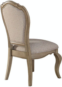 ACME Chelmsford Side Chair (Set-2) in Beige Fabric & Antique Taupe