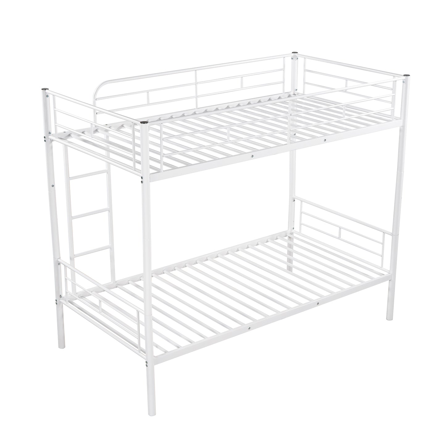 Twin Over Twin Metal Bunk Bed (White)