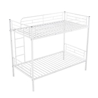 Twin Over Twin Metal Bunk Bed (White)