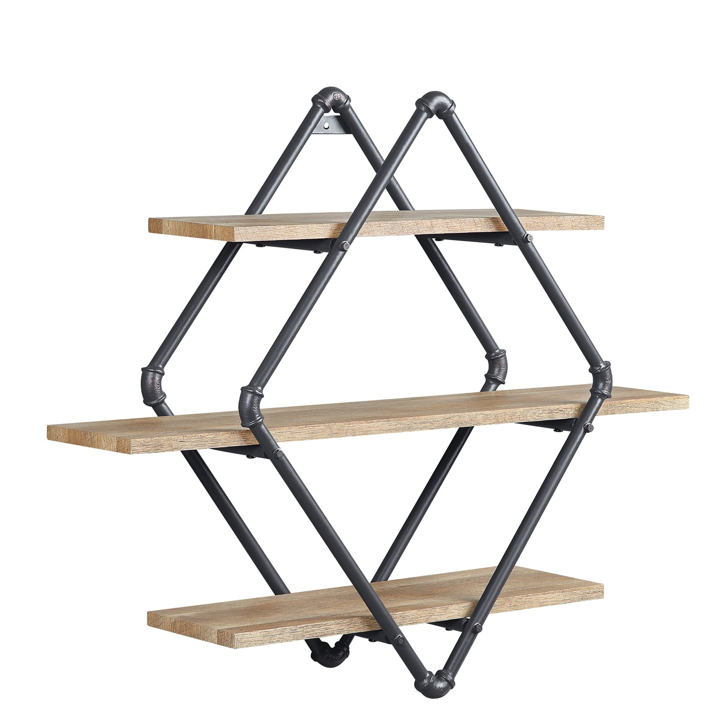 ACME Brantley Wall Rack in Oak & Sandy Black Finish