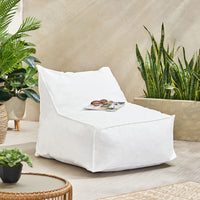 Risley Indoor/Outdoor Water Resistant Fabric 3 Foot Bean Bag Chair, White