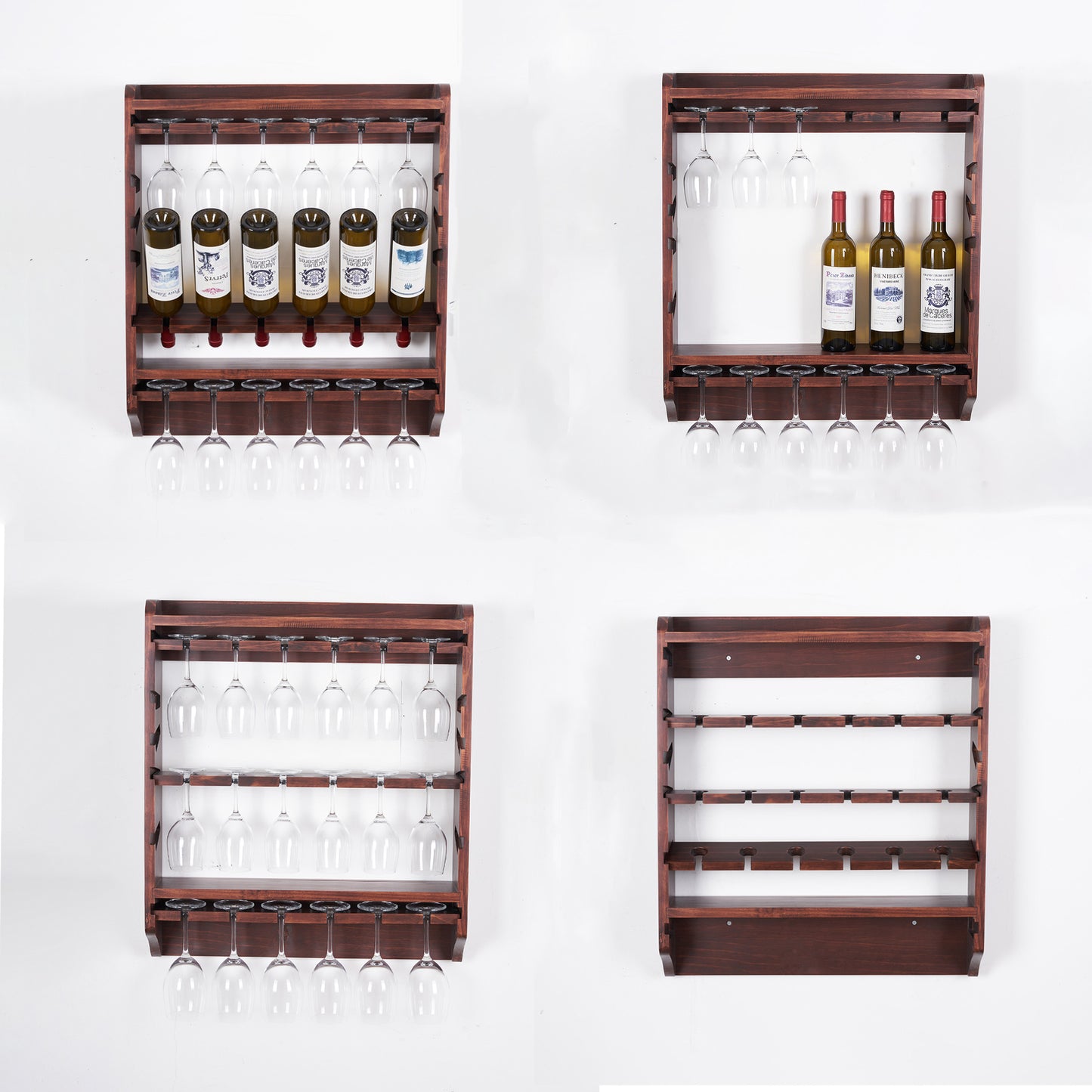 18 bottle wall wine rack/wine rack with glass holder/PINE/Solid wood /Home wine rack//Living room wine rack