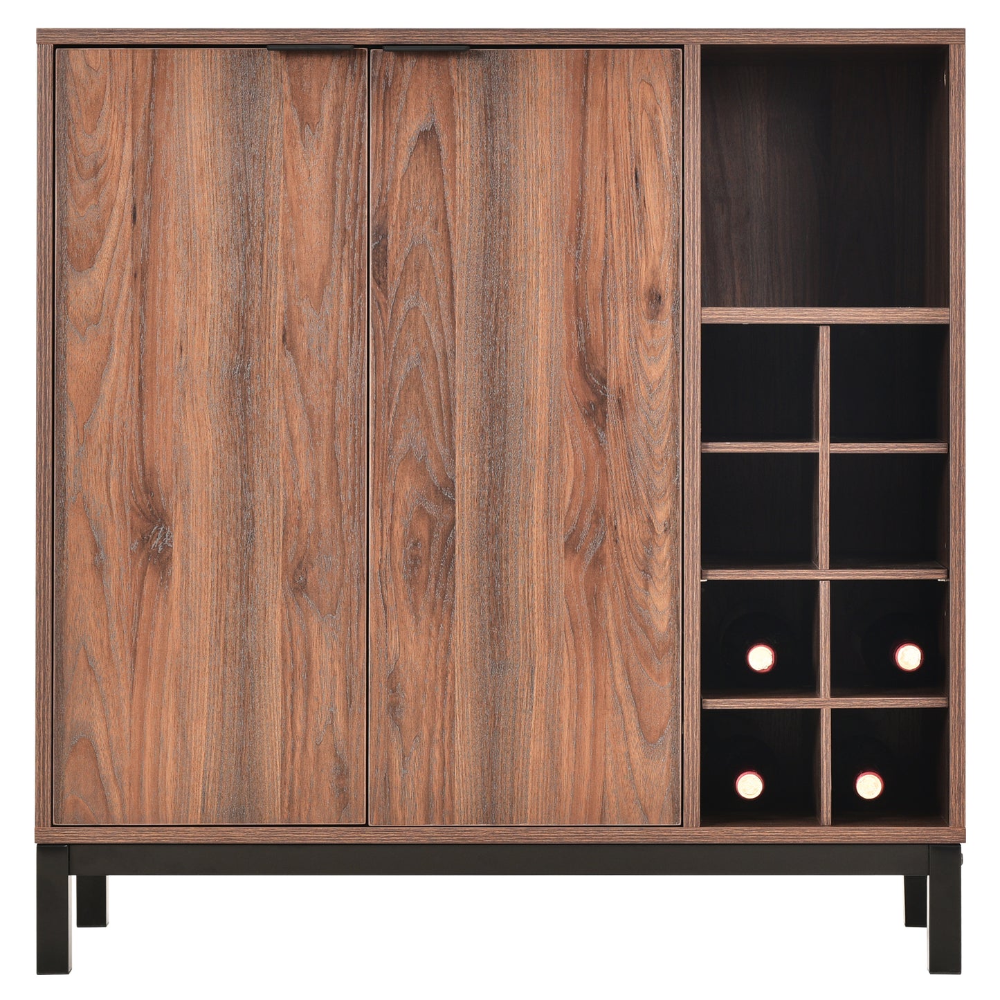 K&K Sideboards and Buffets With Storage Coffee Bar Cabinet Wine Racks Storage Server Dining Room Console 34 Inch (Dark Brown)