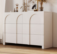 Modern Style Six-Drawer Dresser Sideboard Cabinet Ample Storage Spaces for Living Room, Children's Room, Adult Room, Half Gloss White