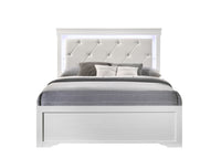 Brooklyn Queen 5-N Pc Tufted Upholstery LED Bedroom set made with Wood in White