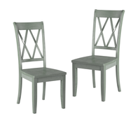 Casual Teal Finish Chairs Set of 2 Pine Veneer Transitional Double-X Back Design Dining Room Chairs