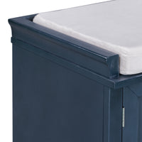 Storage Bench with 2 Drawers and 2 Cabinets, Shoe Bench with Removable Cushion for Living Room, Entryway (Antique Navy)