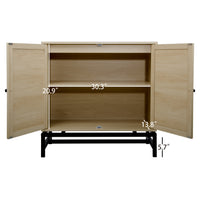 Natural Rattan, 2 Door Cabinet with 1 Adjustable Inner Shelves, Accent Storage Cabinet