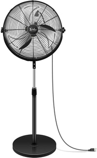 Simple Deluxe 20 Inch Pedestal Standing Fan, High Velocity, Heavy Duty Metal For Industrial, Commercial, Residential, Greenhouse Use, Black