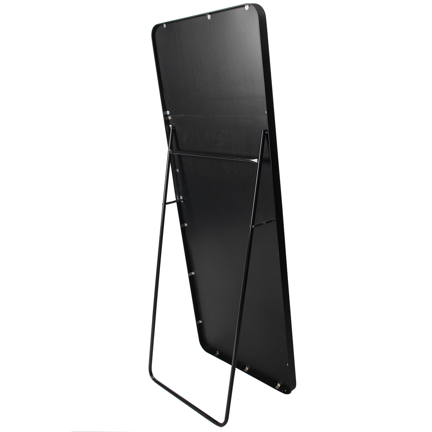 Square Rounded Corners Full Length Mirror Floor Mirror Hanging Standing or Leaning, Bedroom Mirror Wall-Mounted Mirror Dressing Mirror with Black Aluminum Alloy Frame, 65" x 22"