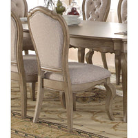 ACME Chelmsford Side Chair (Set-2) in Beige Fabric & Antique Taupe