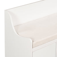 Movable Cushion Storage Bench with Drawers and Backrest for Entryway and Living Room (White)