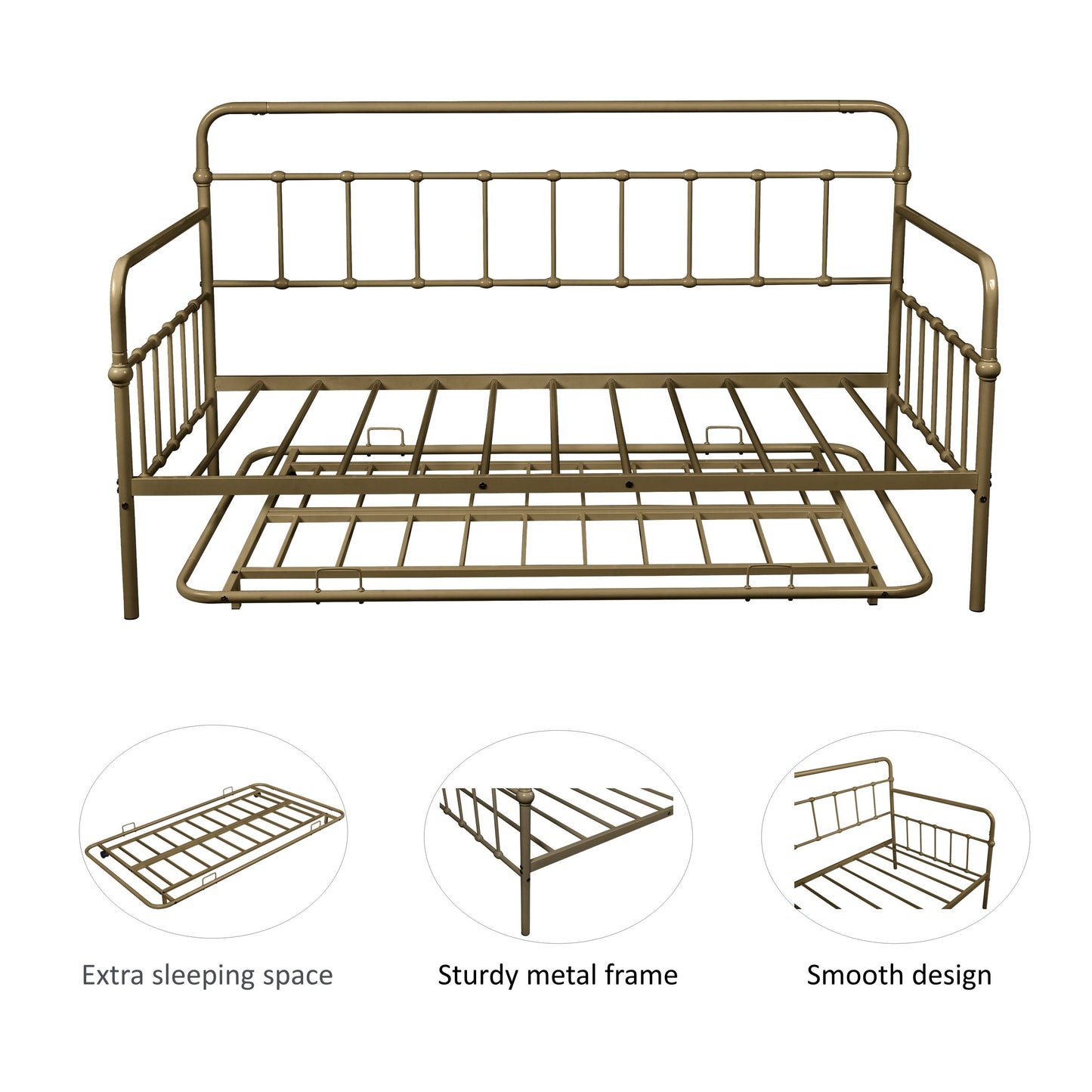 Metal Frame Daybed with Trundle