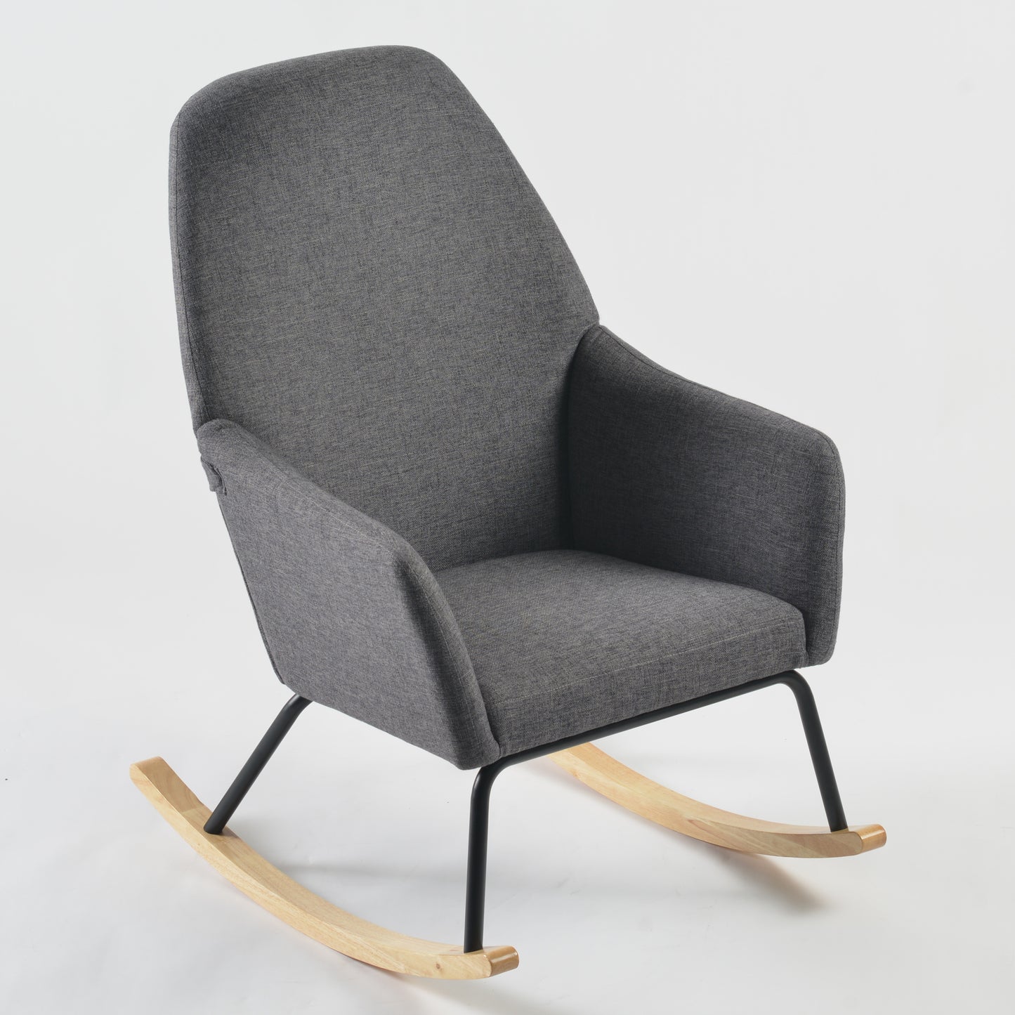 Wide Rocking Armchair with Hidden Headrest