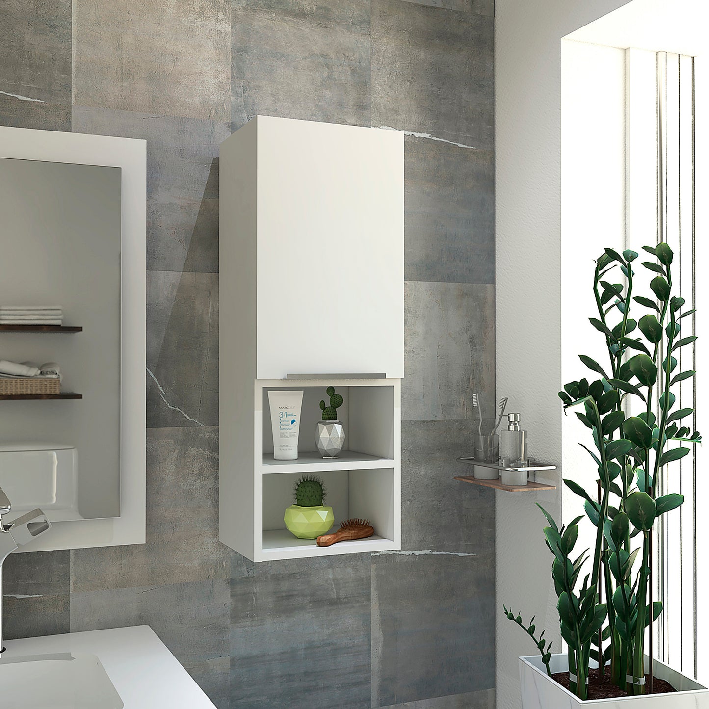 Mila  Bathroom Cabinet, Two Internal Shelves, Two External Shelves, Single Door -White