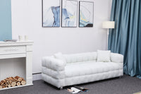 Sofa Includes Two Pillows 81" White Fleece for Living Room Bedroom