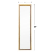 Full Length Mirror Door Mirror Full Body Dressing Mirror Wall Mounted Hanging for Dorm Home, 50"x 14", Gold