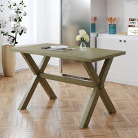 TOPMAX Farmhouse Rustic Wood Kitchen Dining Table with X-shape Legs, Gray Green