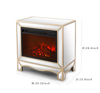 Mirrored Mantelpiece with Champagne Color Bezel Built in 1500 Function Heating W 23.2"X D 13.4“ X H 24.4”