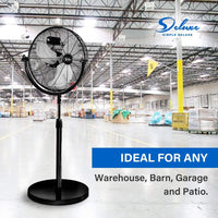 Simple Deluxe 20 Inch Pedestal Standing Fan, High Velocity, Heavy Duty Metal For Industrial, Commercial, Residential, Greenhouse Use, Black