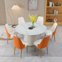 53 inch  Sintered stone carrara white dining table with 6pcs Chairs