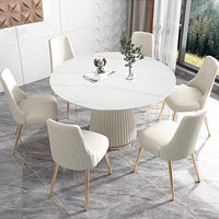 53 inch  Sintered stone carrara white dining table with 6pcs Chairs