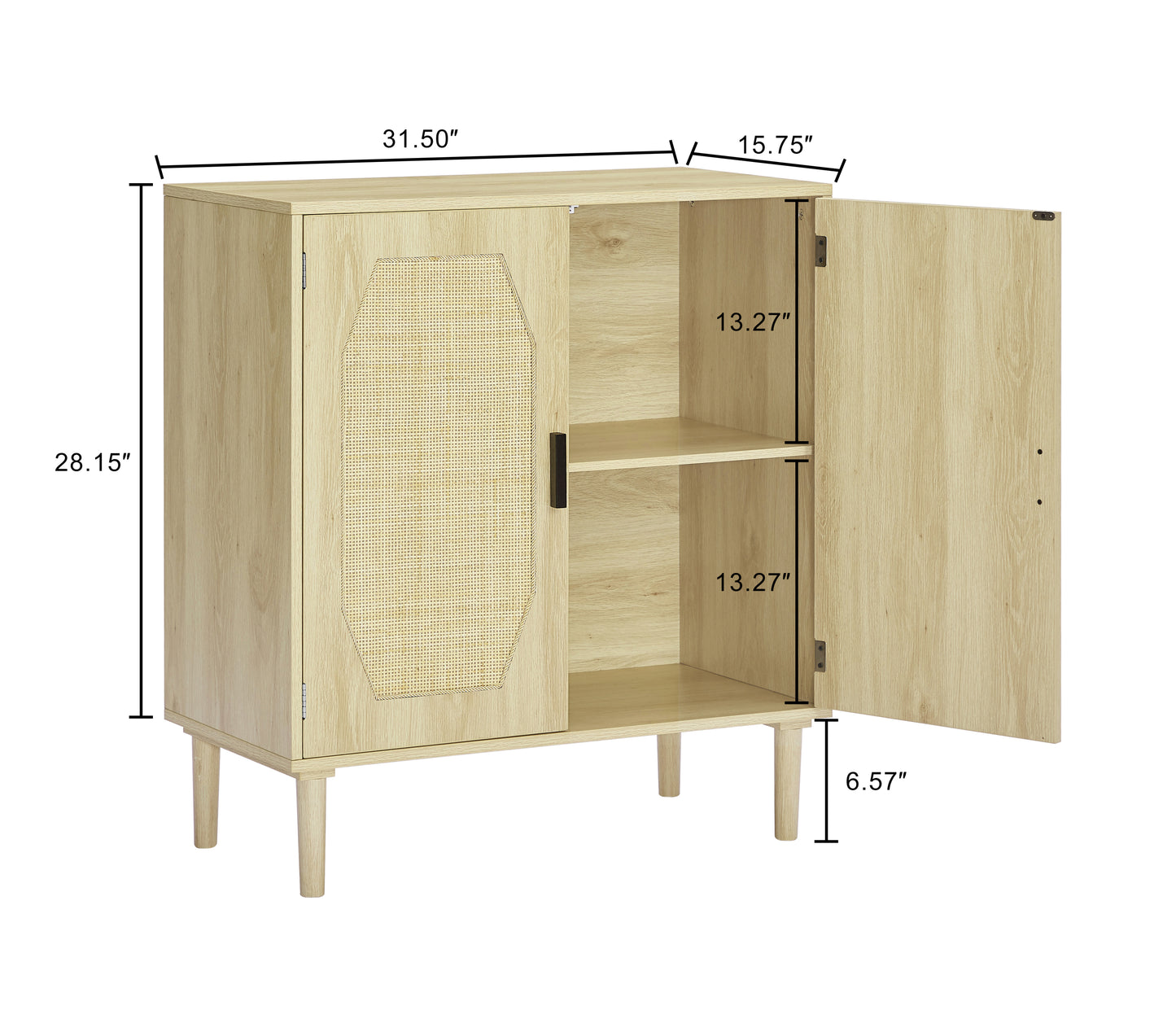 Kitchen Storage Cabinets with Rattan Decorative Doors, Wine Cabinets, Dining Rooms, Hallways, Cabinet Console Tables, Natural, 31.5''Lx 15.8''Wx 34.6"H