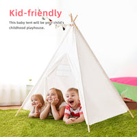 Kids Tent Natural Cotton Canvas Stable Framework Indoor Outdoor Safe Playing House Toys for Boy Girl