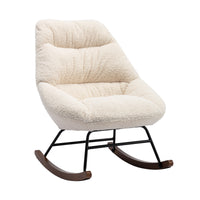 Tufted Upholstered Padded Seat Rocking Chair-Boucle Beige